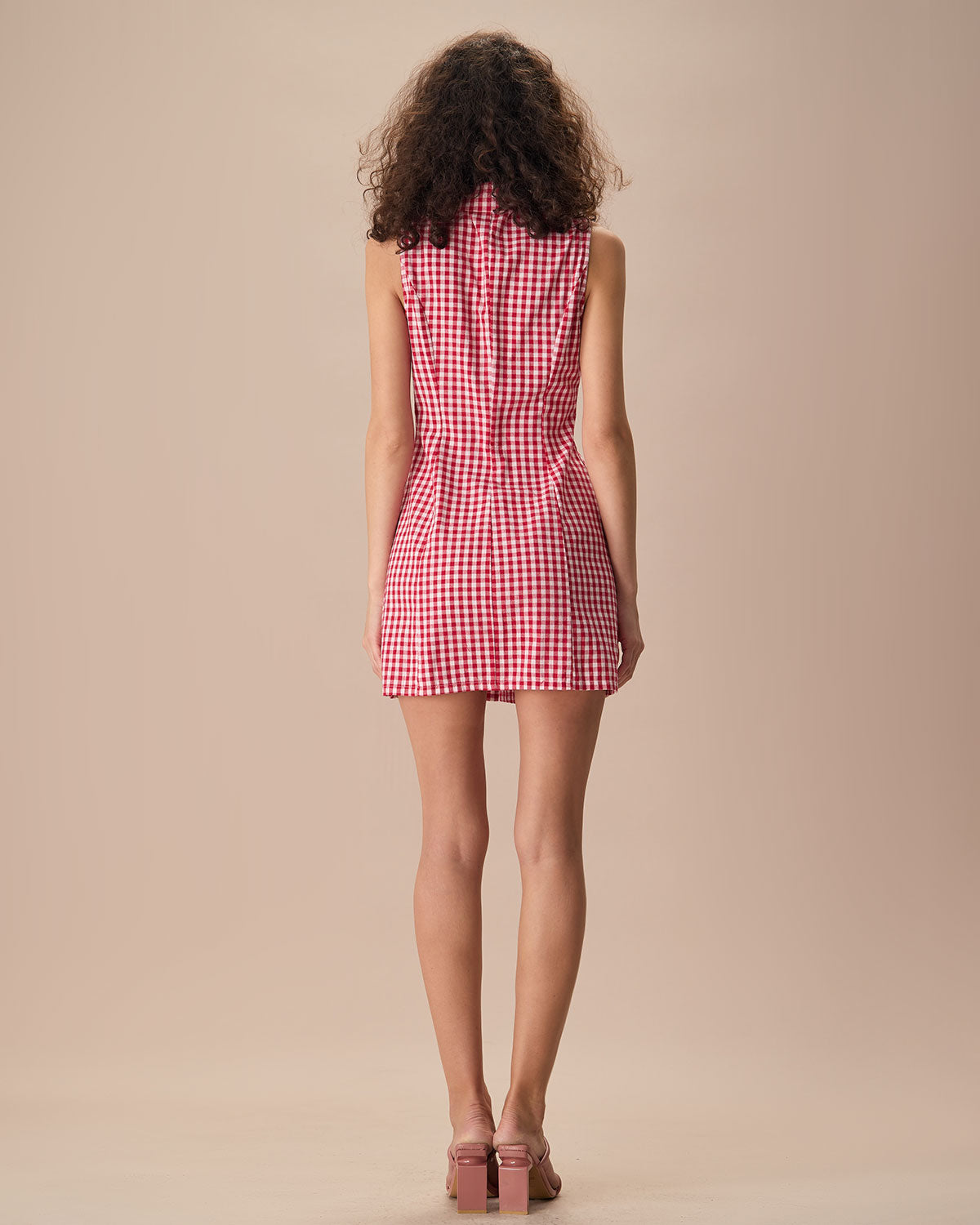 The Lapel Plaid Sleeveless Cotton Pocket Mini Dress Discount Online