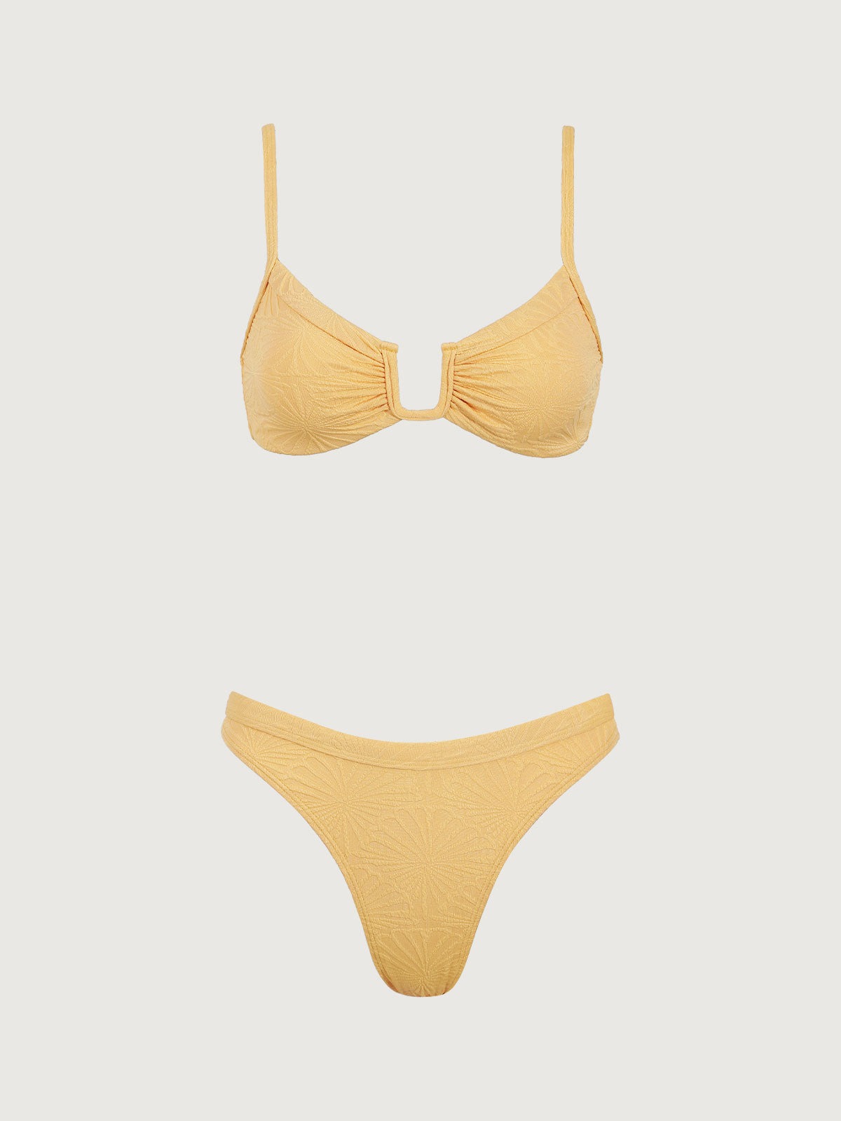 Yellow Geometric Jacquard Bikini Set 2025 Cheap Online