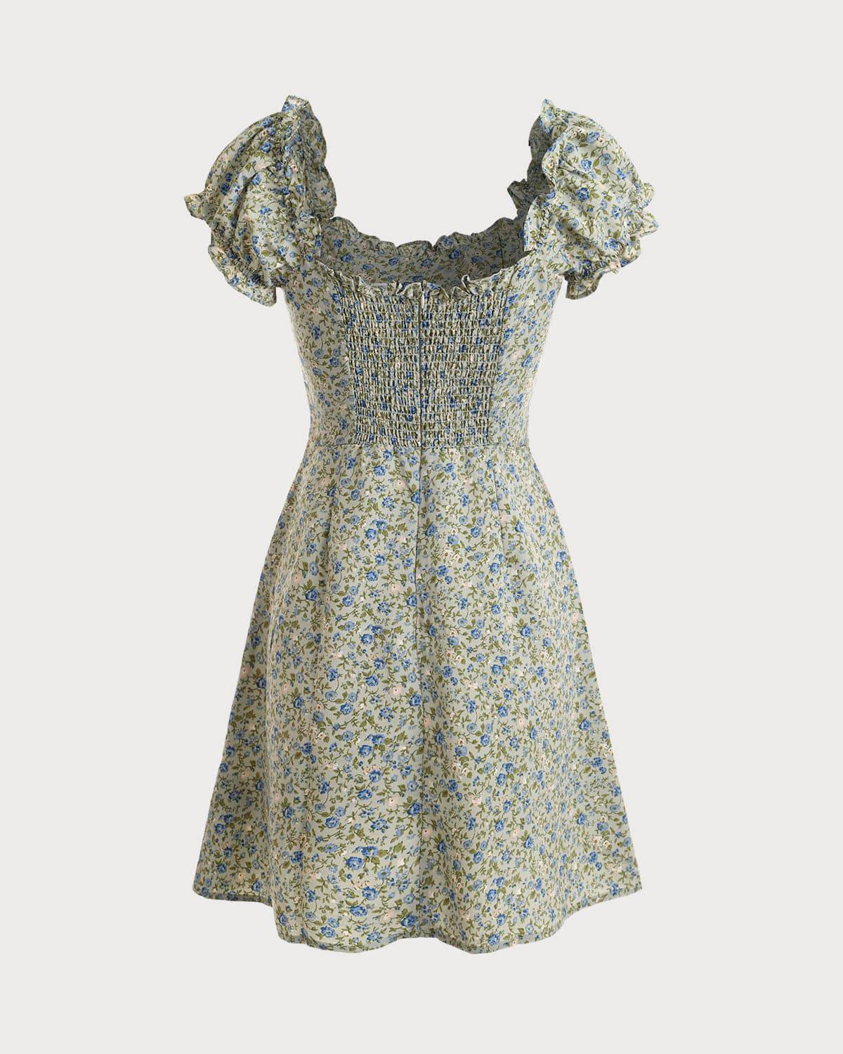 The Ruffle Edge Floral Mini Dress Cheap For Nice