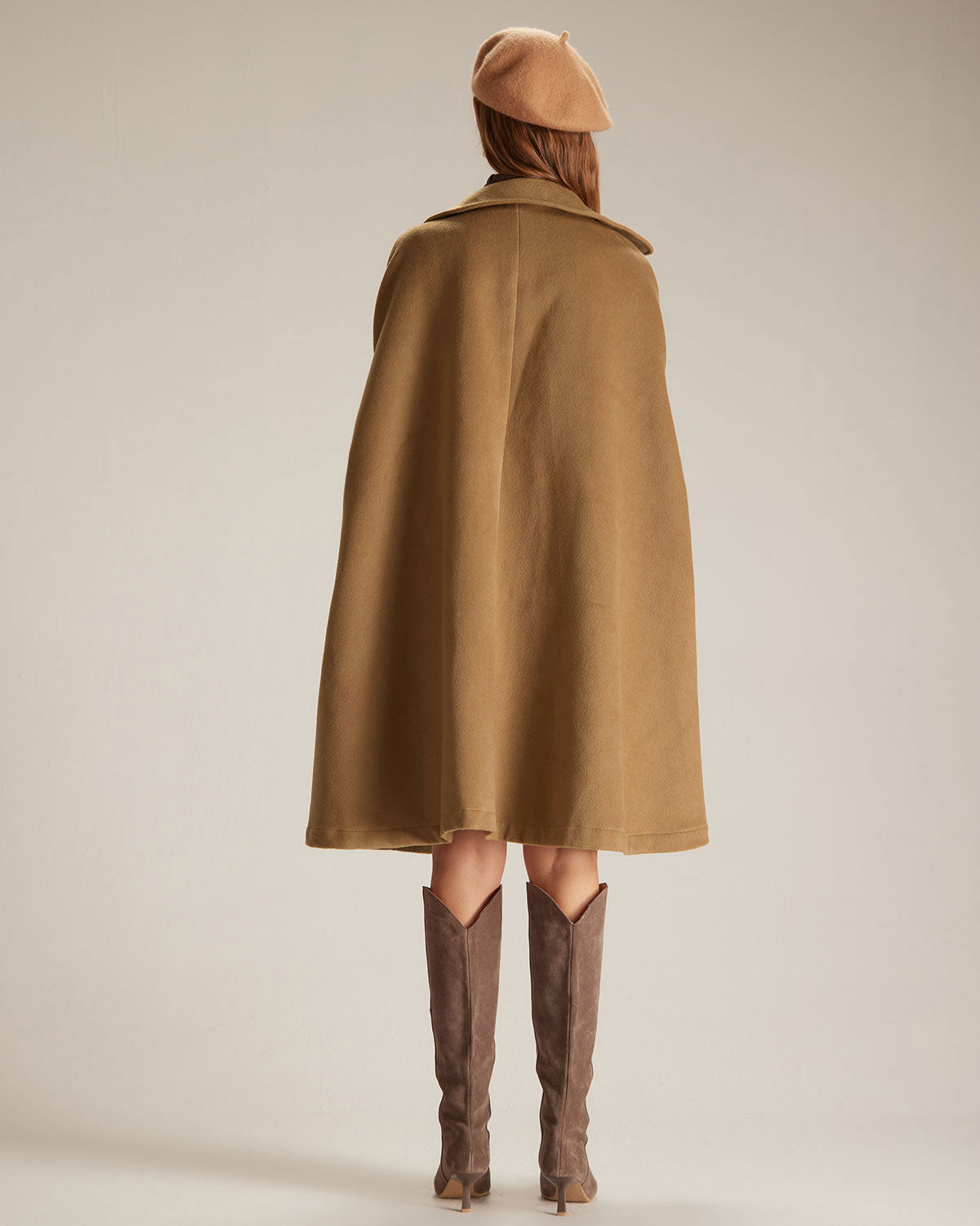 The Khaki Lapel Neck Single Breasted Cape Sale Pre Order