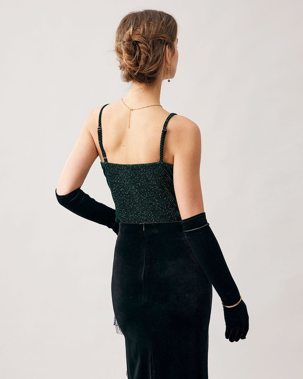 The Green Sweetheart Neck Velvet Crop Cami Top With Paypal