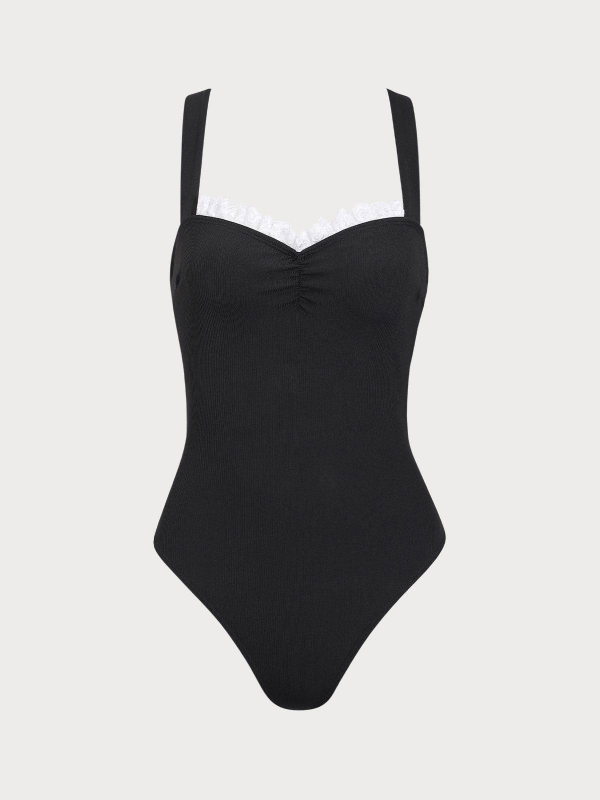 Black Lace  Contrast One-Piece Swimsuit Discount Outlet Store