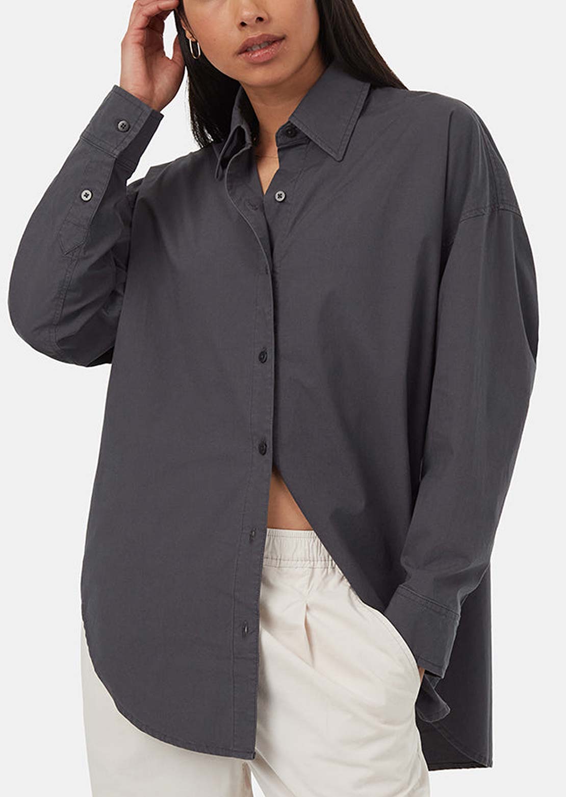 Tentree Women's EcoStretch Cotton Oversized Button Up Shirt