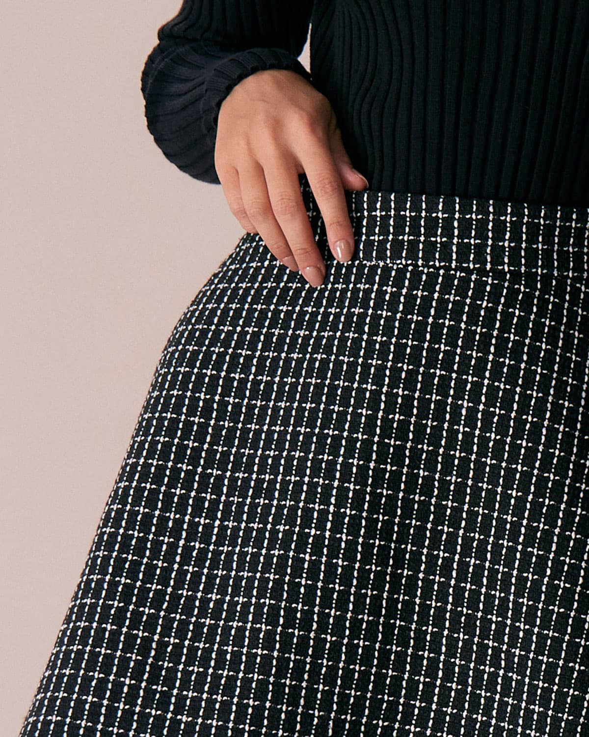 The Black High Waisted Plaid Tweed Mini Skirt Cheap Cheap Online