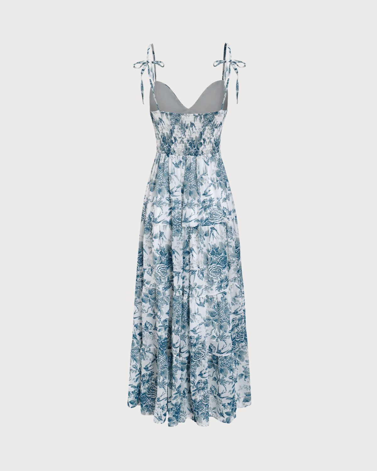 Blue Floral Tie Strap Midi Dress Pictures Online