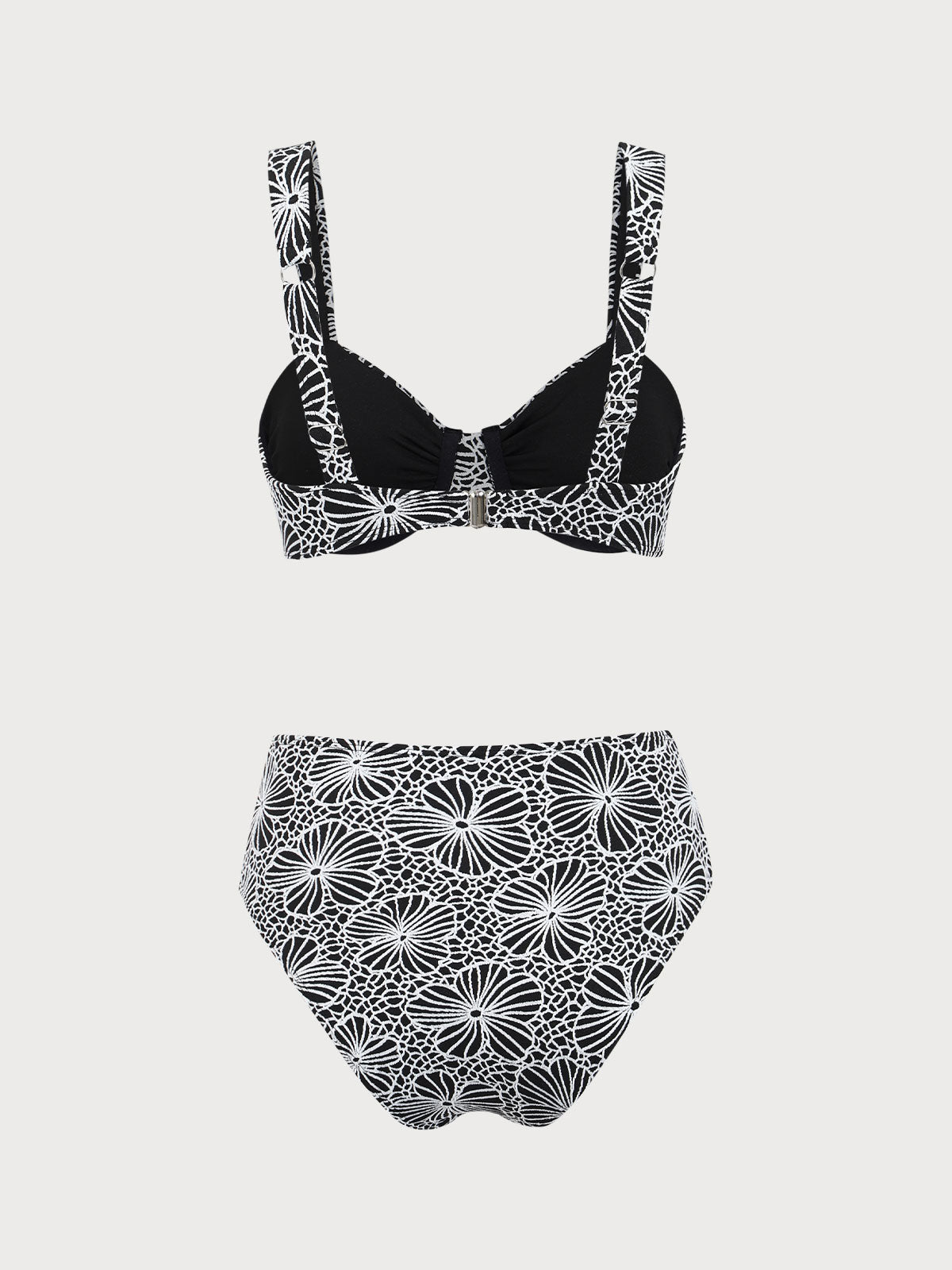 Black Flower Underwire Bikini Set Discount Online