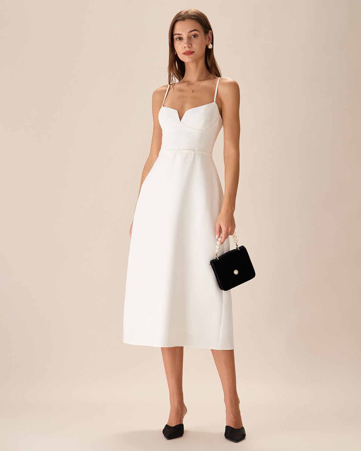 White Bowknot Slip Midi Dress The Cheapest Cheap Online