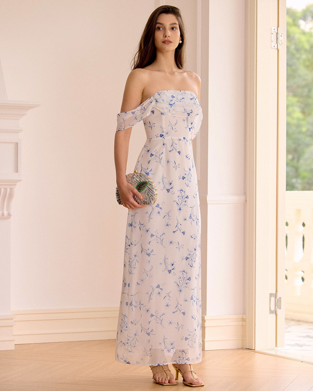 The White Floral Slit Strapless Maxi Dress Best Store To Get Sale Online