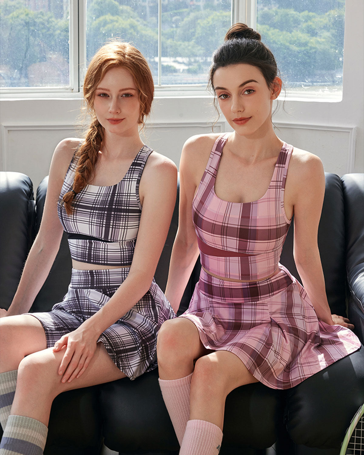 Black Plaid Tank Top - Light Support Cheap Fake