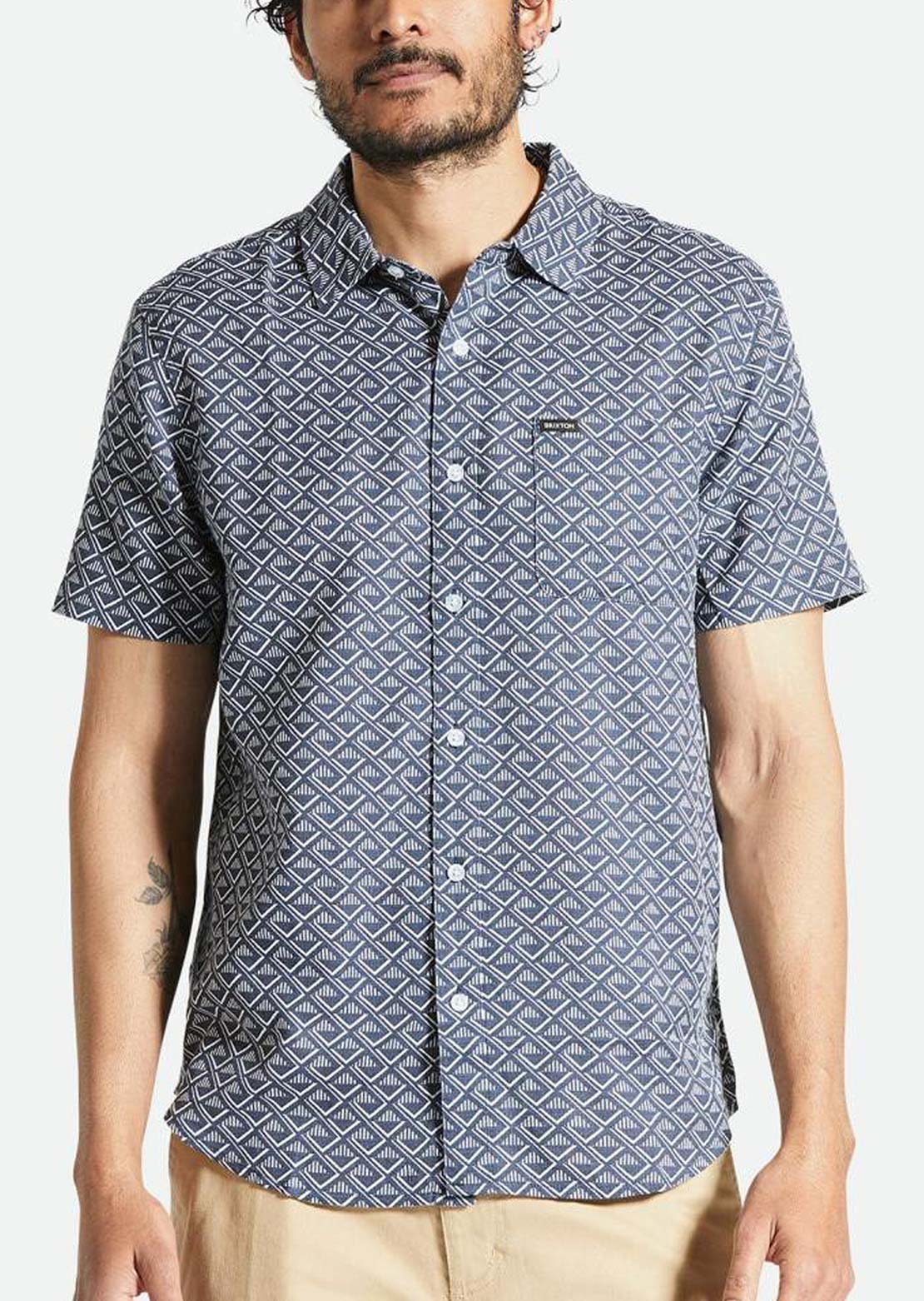 Brixton Men's Charter Print Short Sleeve Woven Button Up Shirt