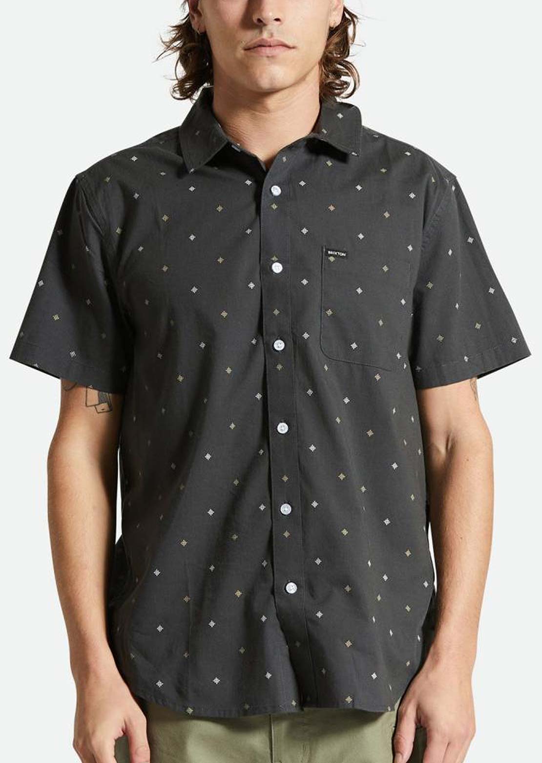 Brixton Men's Charter Print Short Sleeve Woven Button Up Shirt