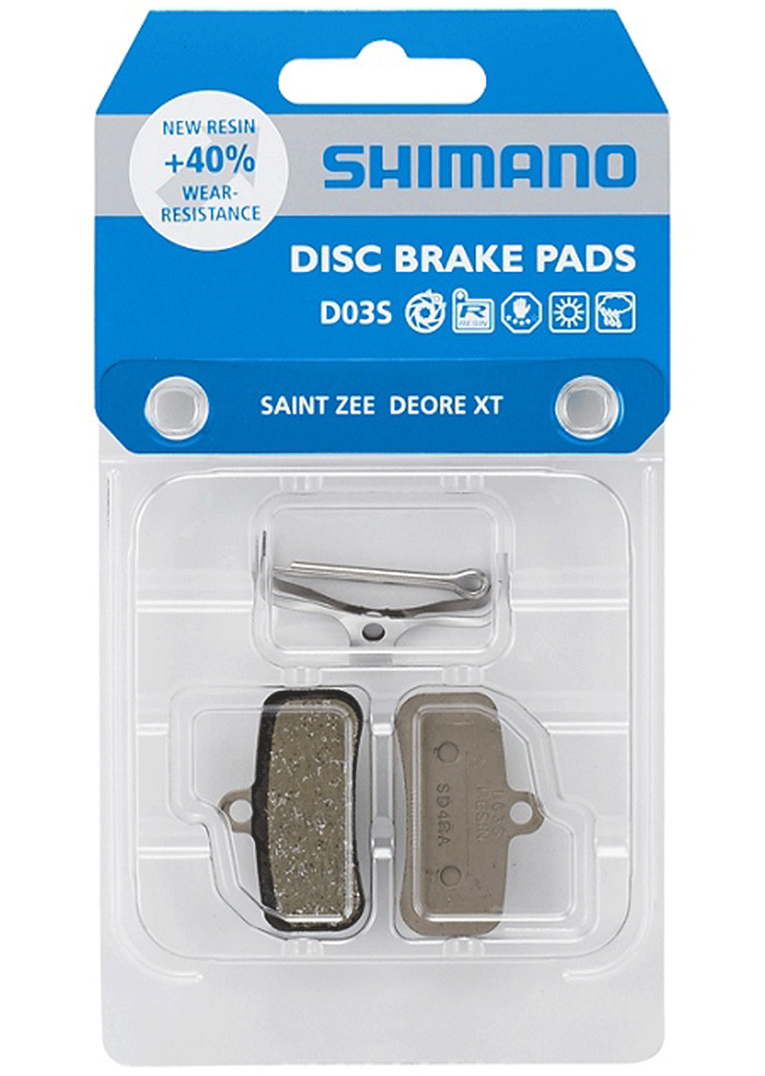 Shimano D03S-RX Resin Disc Brake Pad with Spring & Split Pin - 1 Pair 2025 Cheap Pice